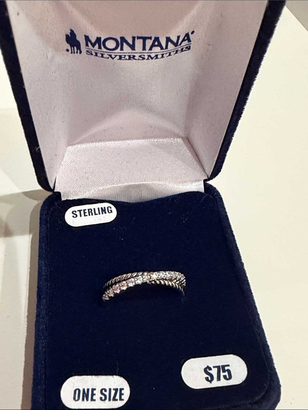 Montana Silversmiths Crystal Crossover Sterling Silver Open Ring